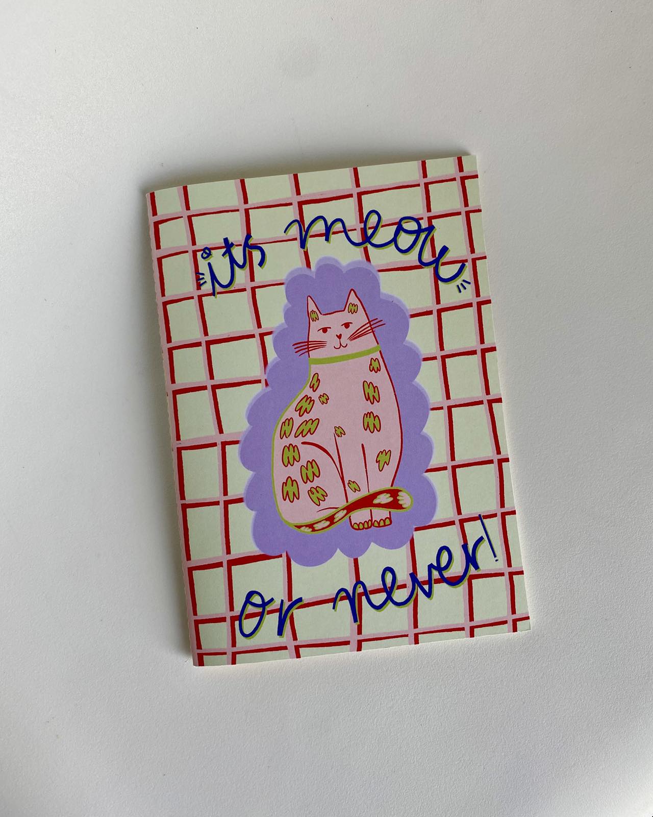 “It’s Meow or Never” - Handmade Illustrated Notebook