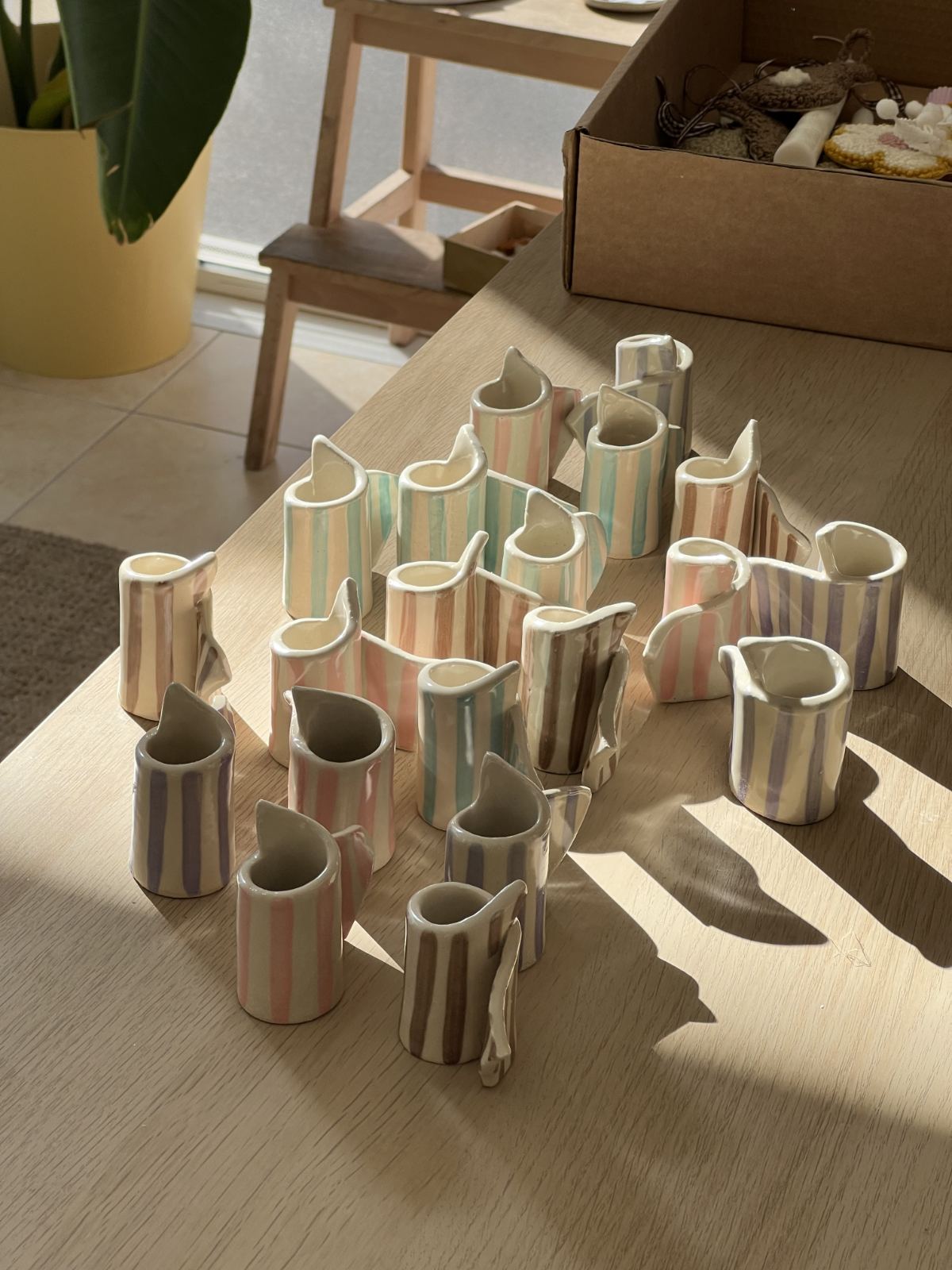 Striped Ceramic Candle Holder