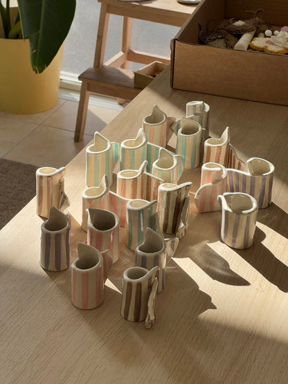 Striped Ceramic Candle Holder