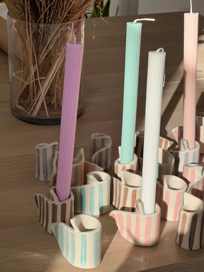 Striped Ceramic Candle Holder
